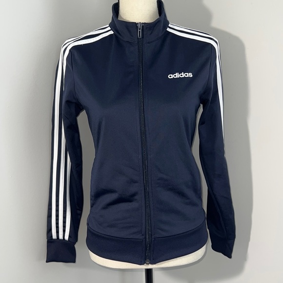 Adidas Warm-Up Tricot Slim 3-Stripes Track Jacket Navy XS - Picture 2 of 9